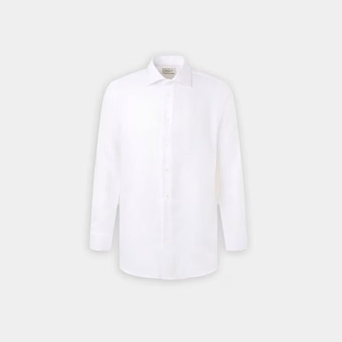 Camisa Blanca de Vestir de Hombre Clásica de Manga Larga
